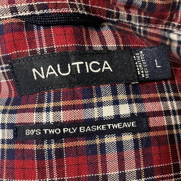 Nautica mens plaid button down shirt size large - Picture 4 of 7